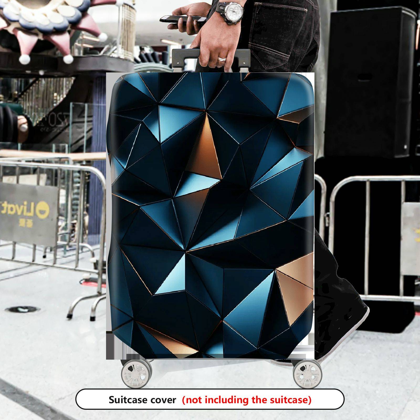 1-Piece Geometric Abstract Modern Stylish Artistic Unique  Suitcase Luggage Cover, Stretch Protective Sleeve