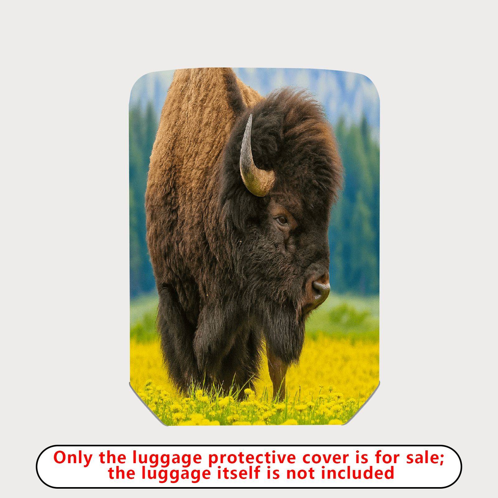 1-Piece Wildlife Bison Nature Landscape Animal Travel  Suitcase Luggage Cover, Stretch Protective Sleeve