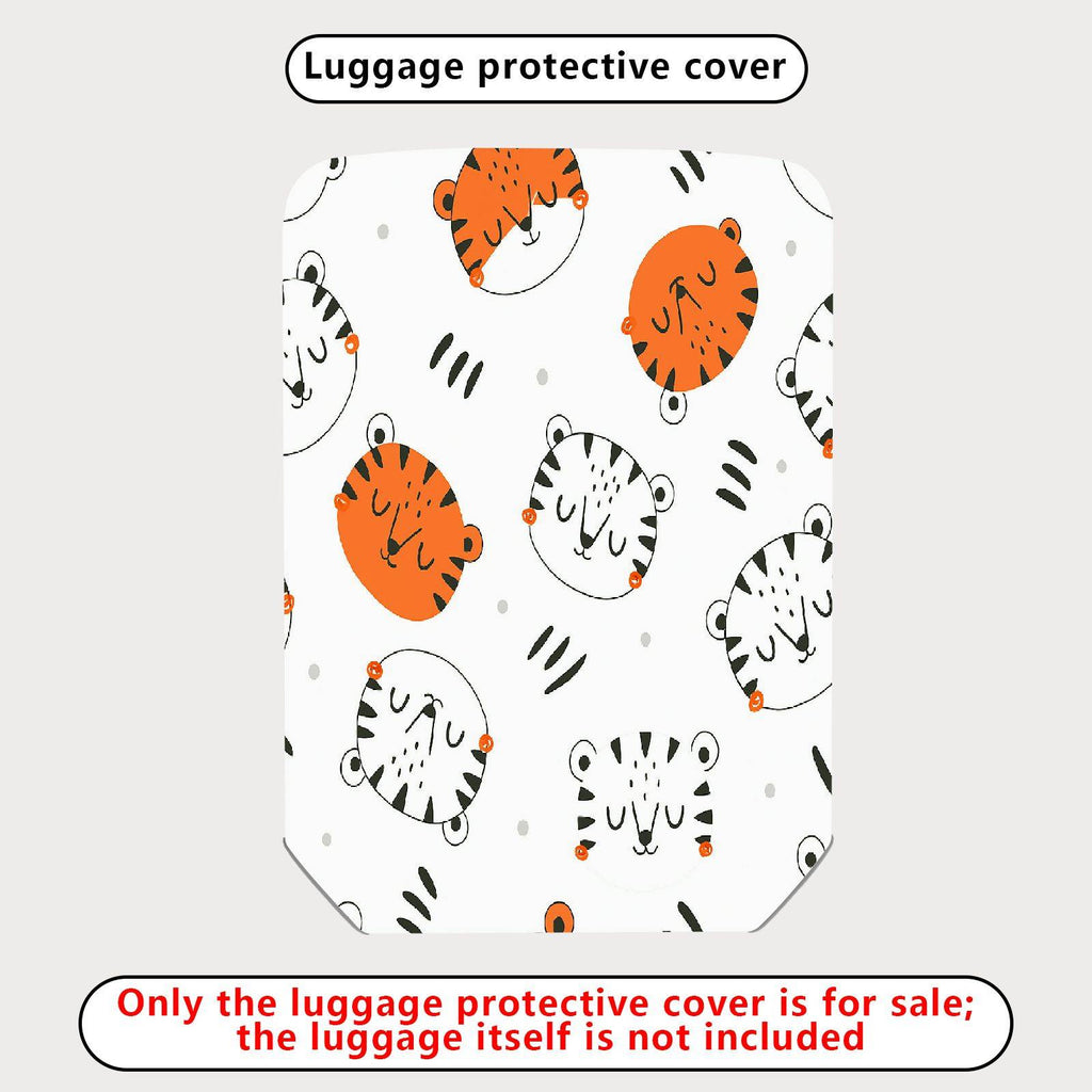 1-Piece Animal Pattern White Black Orange Tiger Stripes  Suitcase Luggage Cover, Stretch Protective Sleeve
