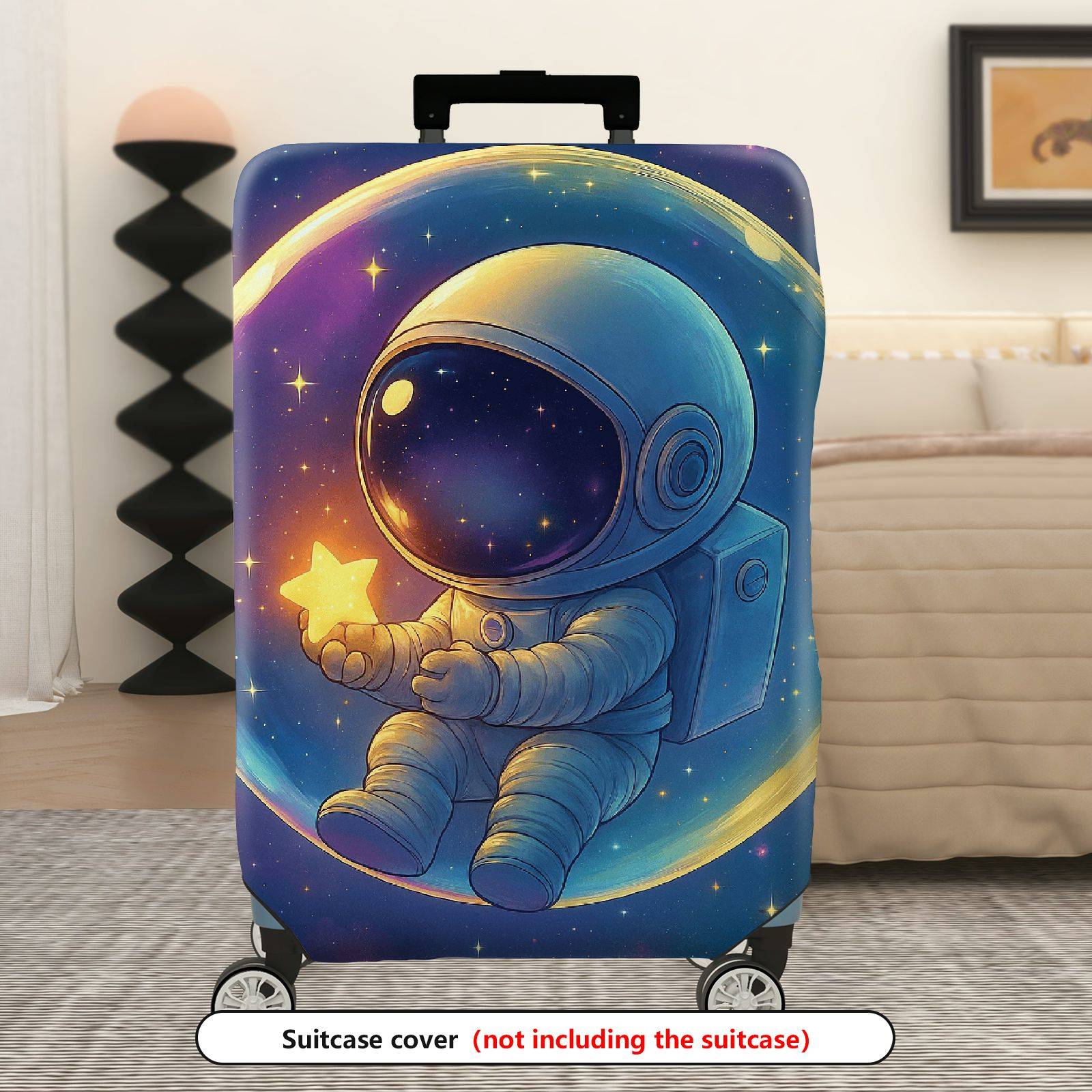 1-Piece Astronaut Galaxy Star Planet Universe Space  Suitcase Luggage Cover, Stretch Protective Sleeve