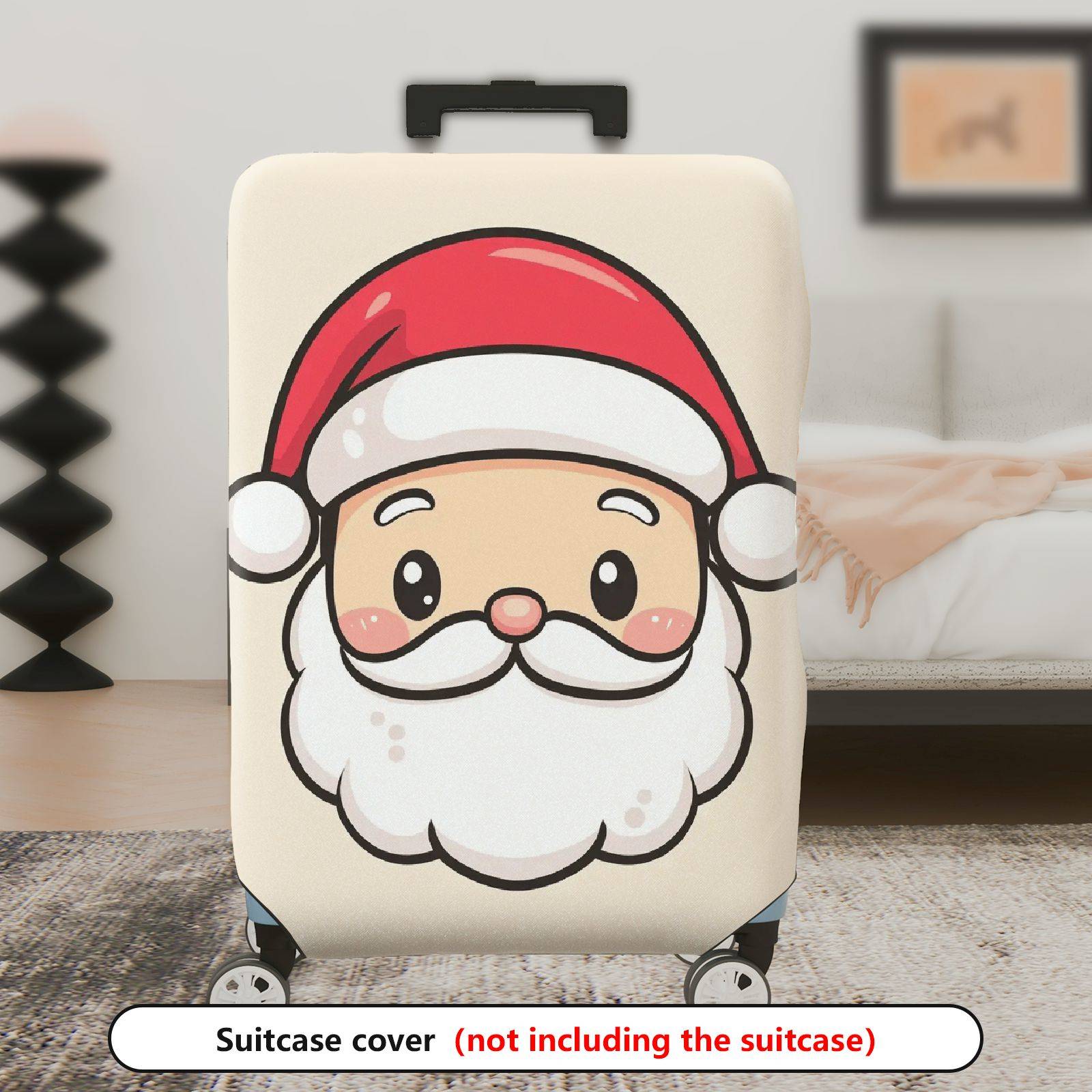 1-Piece Santa Claus  Cute Festive Holiday Fun  Suitcase Luggage Cover, Stretch Protective Sleeve