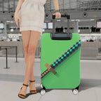 1-Piece Gaming Sword Pixel Art Green Block Geometric Fun  Suitcase Luggage Cover, Stretch Protective Sleeve