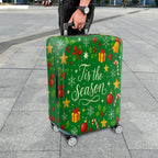 1-Piece Holiday Christmas Gift Ornament Holly Star  Suitcase Luggage Cover, Stretch Protective Sleeve