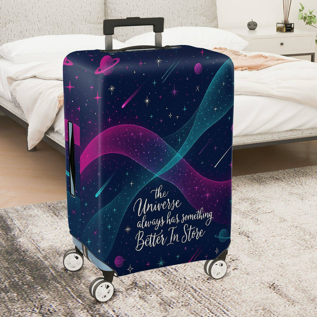 1-Piece Universe Galaxy Stars Planets Cosmic Quote  Suitcase Luggage Cover, Stretch Protective Sleeve