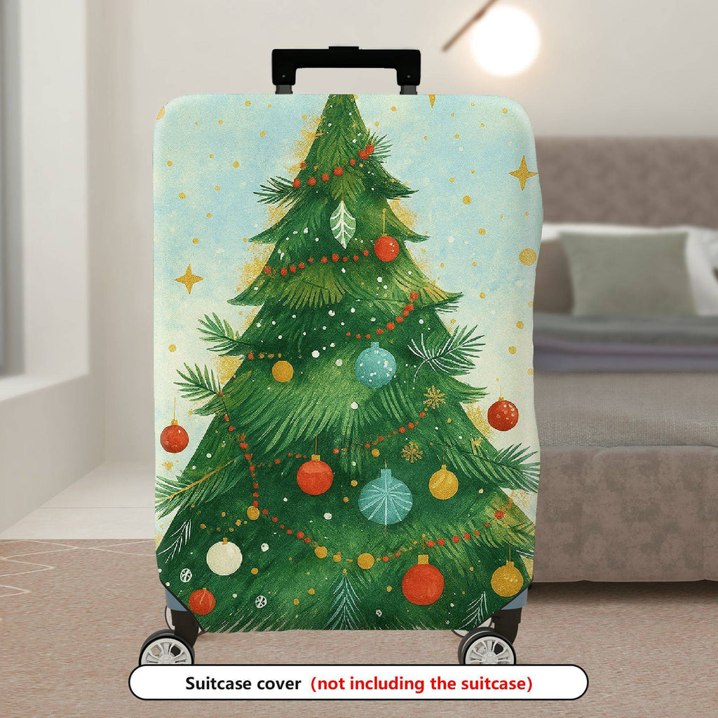 1-Piece Christmas Tree Decorative Festive Holiday Colorful  Suitcase Luggage Cover, Stretch Protective Sleeve