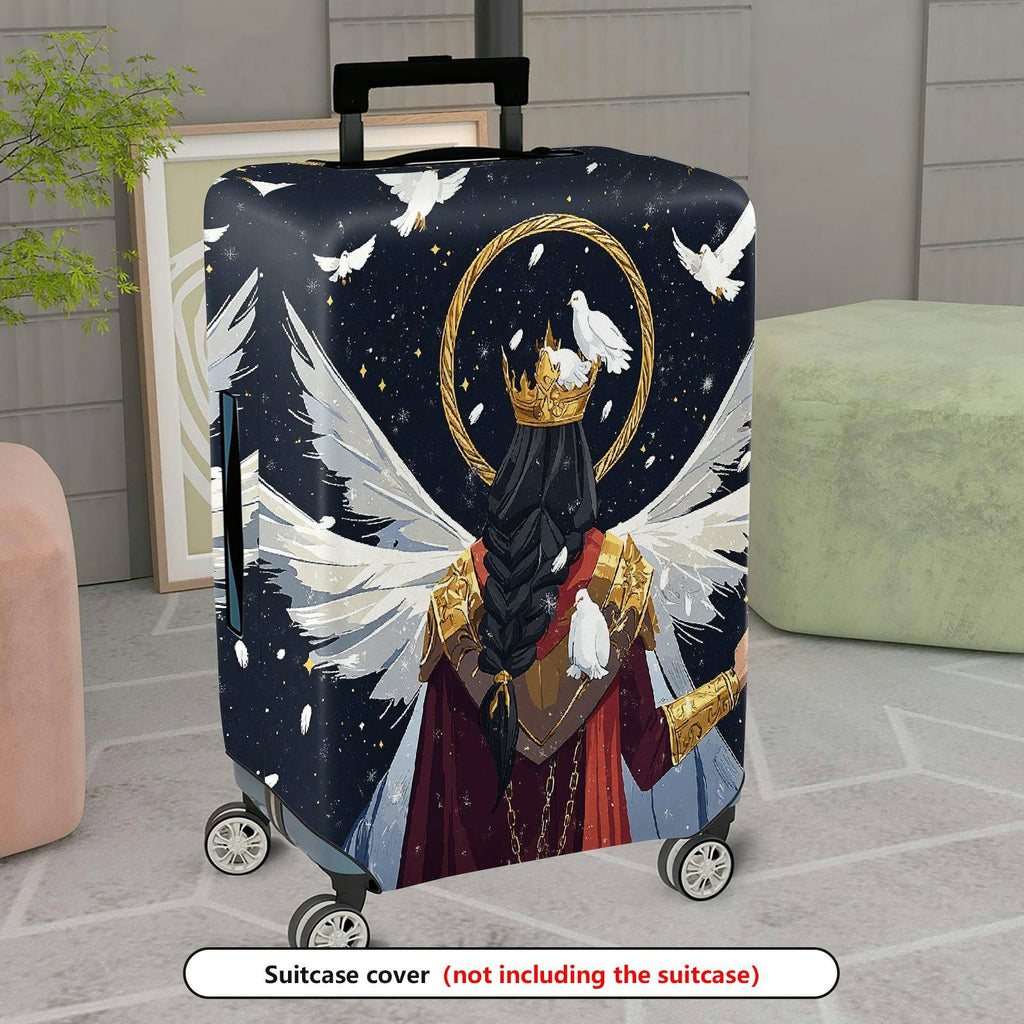 1-Piece Angel Crown Wing Feather Dove Star  Suitcase Luggage Cover, Stretch Protective Sleeve