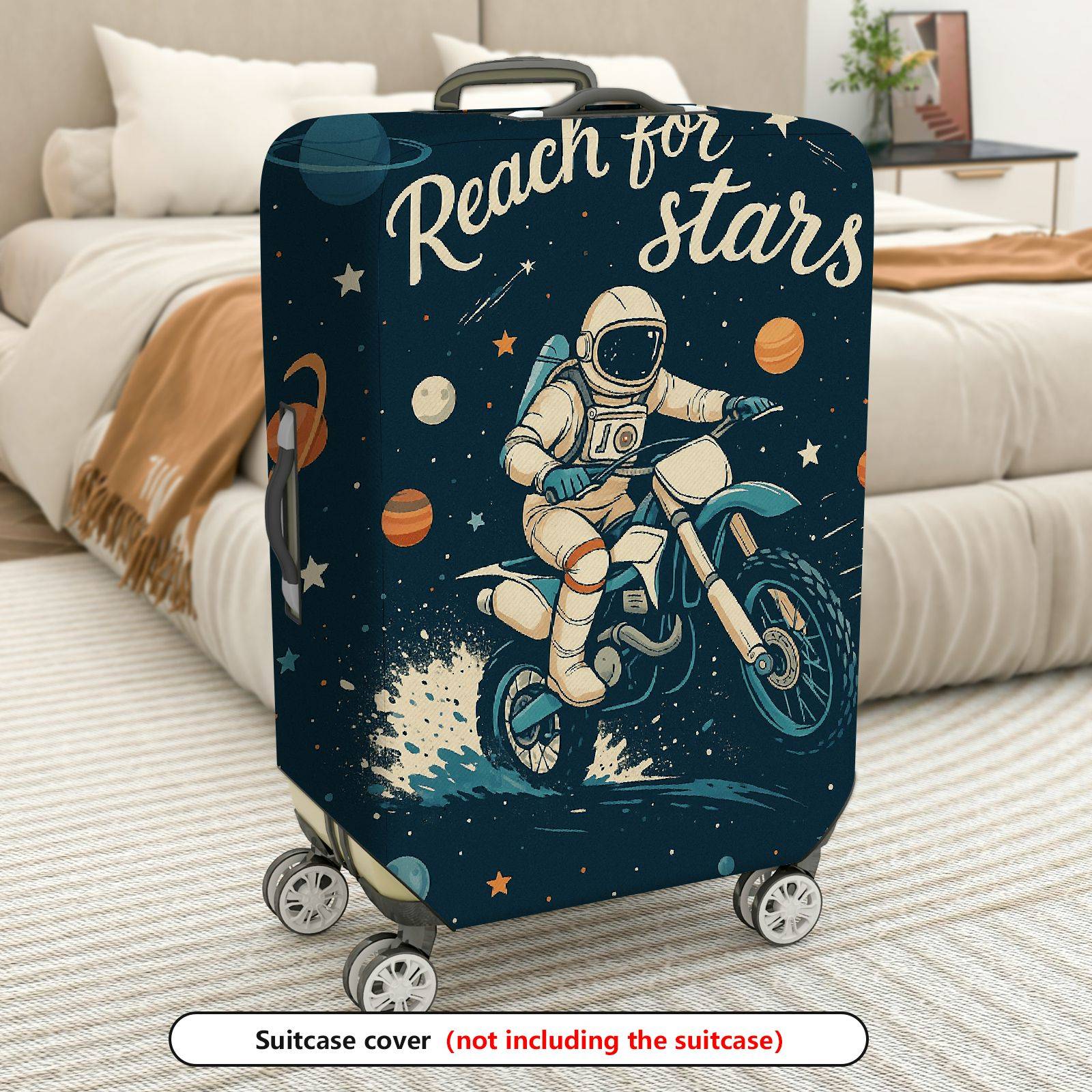 1-Piece Astronaut Motorbike Space Planet Star Galaxy  Suitcase Luggage Cover, Stretch Protective Sleeve