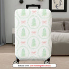 1-Piece Christmas Tree Bow Wreath Festive Holiday  Suitcase Luggage Cover, Stretch Protective Sleeve