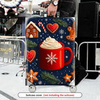 1-Piece Christmas Holiday Winter Mug Gingerbread Heart  Suitcase Luggage Cover, Stretch Protective Sleeve