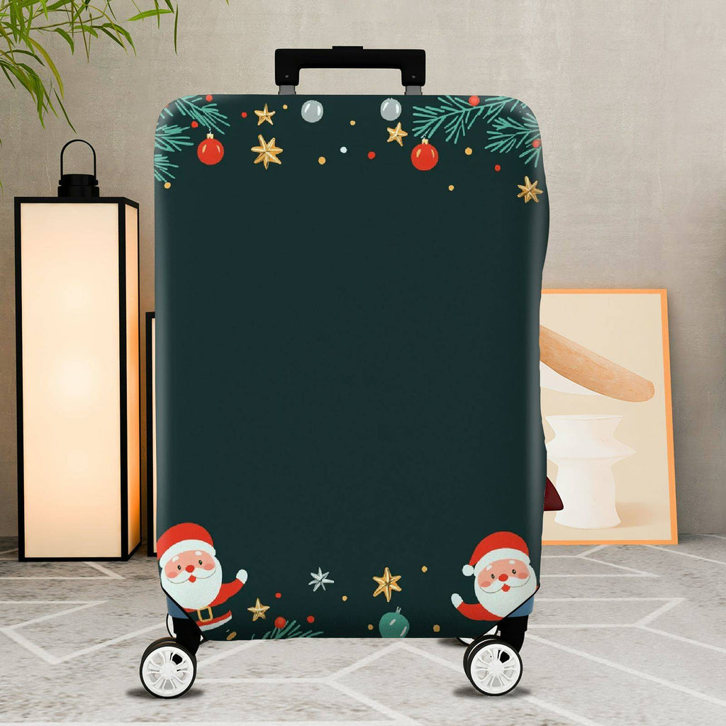1-Piece Christmas Santa Claus Holiday Festive Joyful  Suitcase Luggage Cover, Stretch Protective Sleeve