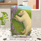 1-Piece Polar Bear Floral Meadow Sky Nature Animal  Suitcase Luggage Cover, Stretch Protective Sleeve