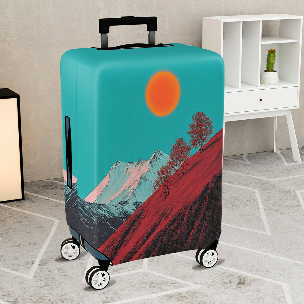 1-Piece Sunset Mountain Landscape Artistic Tree Minimalist  Suitcase Luggage Cover, Stretch Protective Sleeve