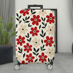 1-Piece Floral Plant Leaf Red Beige Black  Suitcase Luggage Cover, Stretch Protective Sleeve