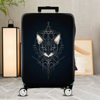 1-Piece Geometric Cat Art Design Black Modern Sleek Stylish  Suitcase Luggage Cover, Stretch Protective Sleeve