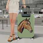 1-Piece Geometric Horse Art Animal Pattern Green  Suitcase Luggage Cover, Stretch Protective Sleeve