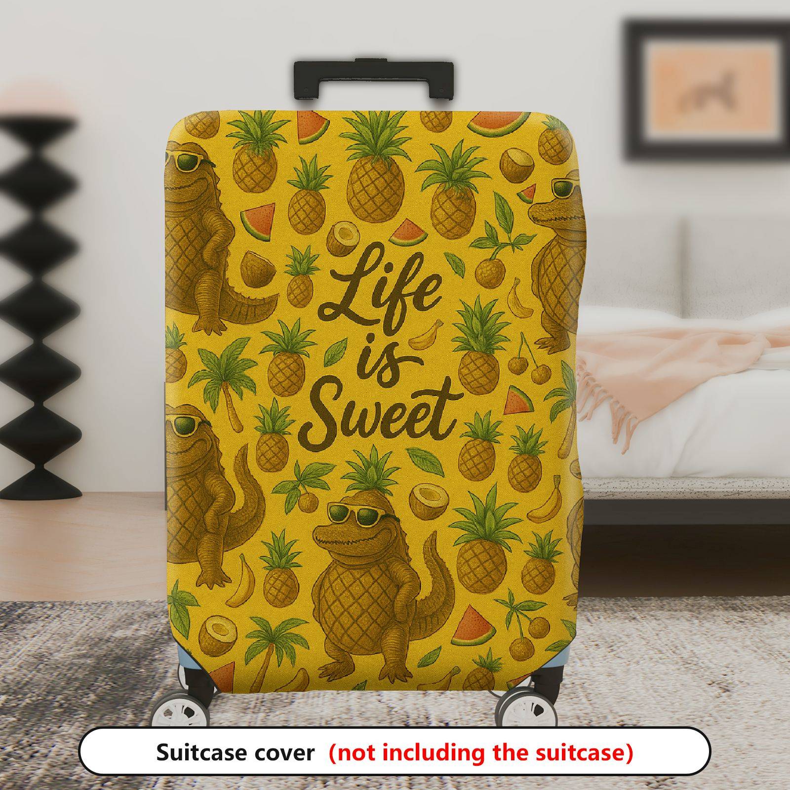 1-Piece Alligator Pineapple Tropical Fun Quote Sunglasses  Suitcase Luggage Cover, Stretch Protective Sleeve