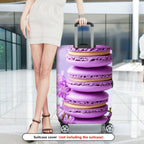 1-Piece Purple Macaron Floral Spring Vibrant Aesthetic  Suitcase Luggage Cover, Stretch Protective Sleeve