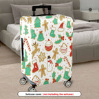 1-Piece Christmas Gingerbread Reindeer Snowman Festive Holiday  Suitcase Luggage Cover, Stretch Protective Sleeve