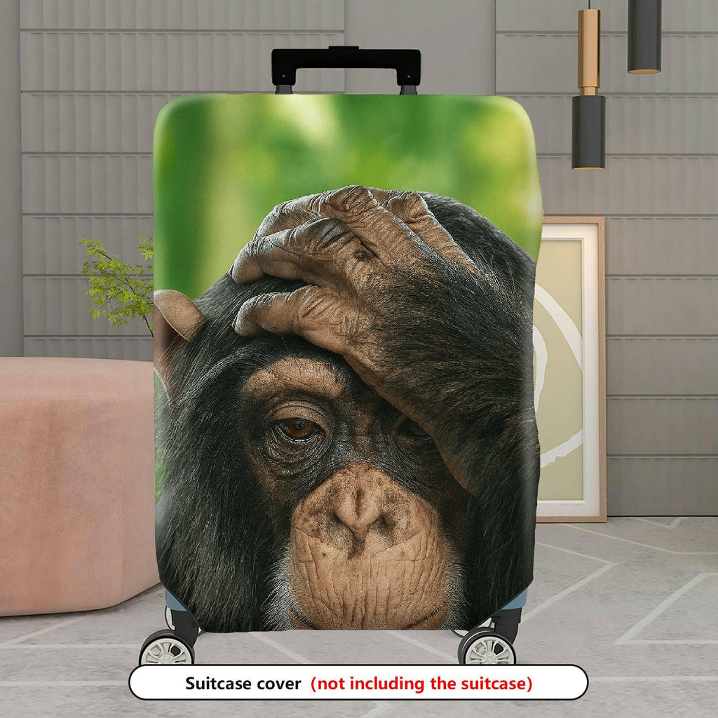 1-Piece Cute Monkey Forest Green Animal Nature Funny  Suitcase Luggage Cover, Stretch Protective Sleeve