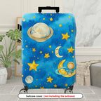 1-Piece Space Astronaut Moon Stars Galaxy Cosmic  Suitcase Luggage Cover, Stretch Protective Sleeve