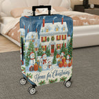 1-Piece Snowman Christmas Celebration Winter Holiday Gift House  Suitcase Luggage Cover, Stretch Protective Sleeve
