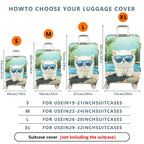 1-Piece Cat Sunglasses Pool Sun Holiday Vacation  Suitcase Luggage Cover, Stretch Protective Sleeve