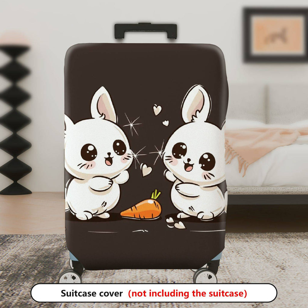 1-Piece Cute  Rabbit Hearts Carrot Dark Brown  Suitcase Luggage Cover, Stretch Protective Sleeve
