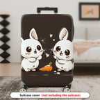 1-Piece Cute  Rabbit Hearts Carrot Dark Brown  Suitcase Luggage Cover, Stretch Protective Sleeve
