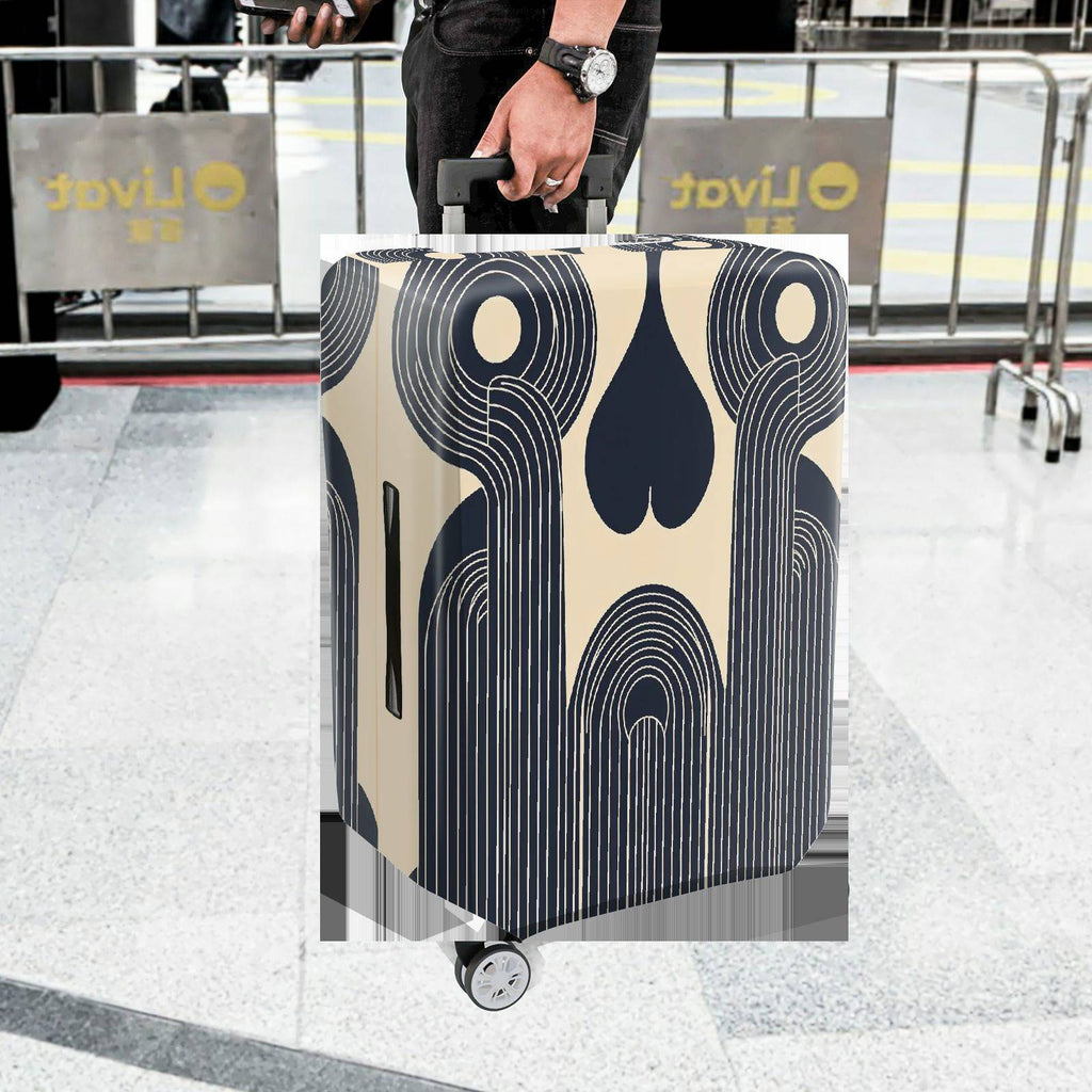 1-Piece Geometric Abstract Art Deco Streamlined Retro Vintage  Suitcase Luggage Cover, Stretch Protective Sleeve