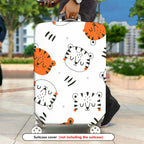 1-Piece Animal Pattern White Black Orange Tiger Stripes  Suitcase Luggage Cover, Stretch Protective Sleeve