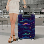 1-Piece Galaxy Stars Waves Colorful Rainbow Cosmic  Suitcase Luggage Cover, Stretch Protective Sleeve