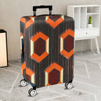 1-Piece Geometric Pattern Orange Brown Hexagon Retro Vintage  Suitcase Luggage Cover, Stretch Protective Sleeve