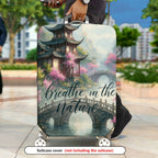 1-Piece Traditional Asian Watercolor Landscape Zen Nature  Suitcase Luggage Cover, Stretch Protective Sleeve