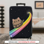 1-Piece Cute Cat Rainbow Galaxy Starry Night Cosmic  Suitcase Luggage Cover, Stretch Protective Sleeve