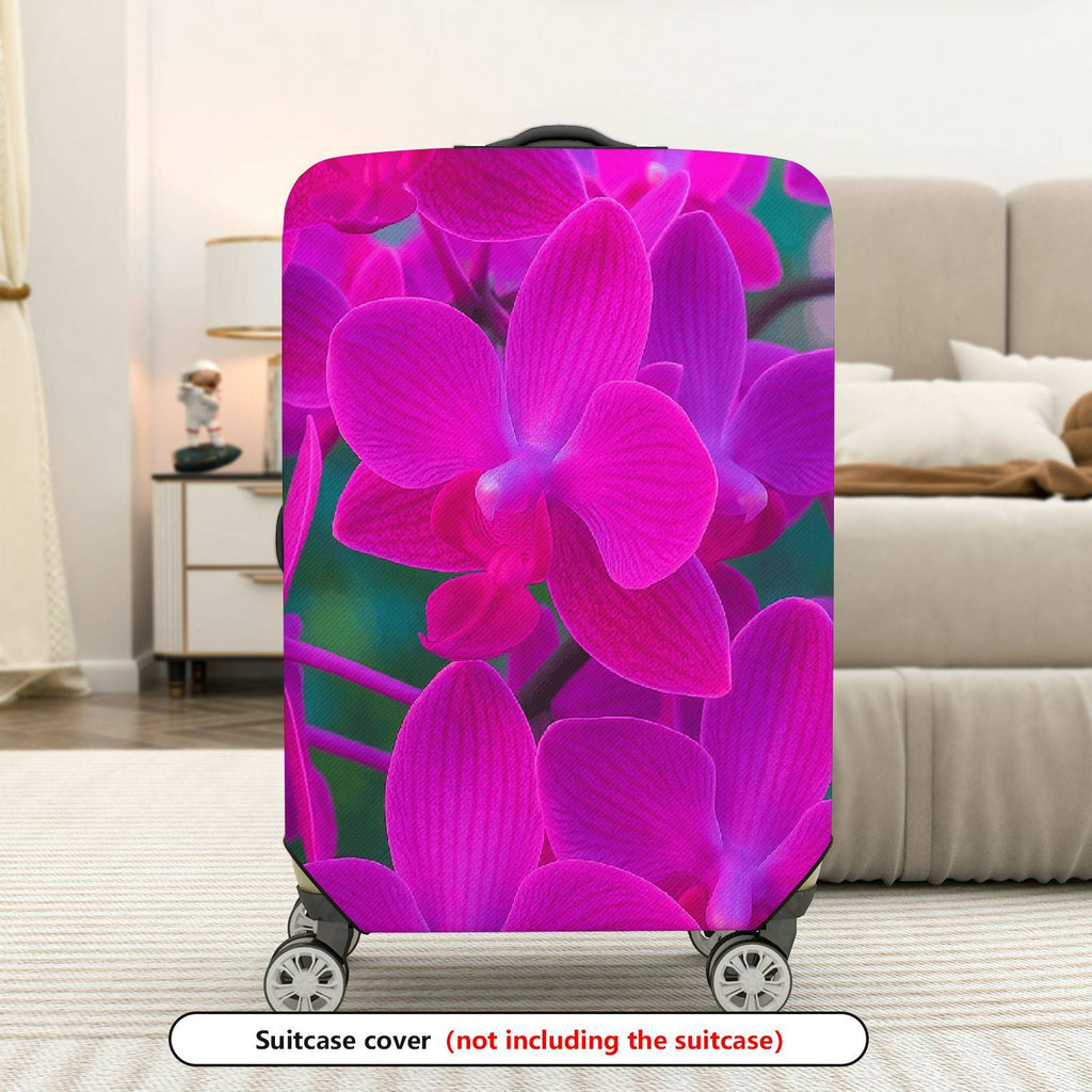 1-Piece Orchid Floral Pink Nature Vibrant Exotic  Suitcase Luggage Cover, Stretch Protective Sleeve