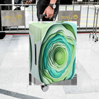 1-Piece Abstract Layered Pattern Green Blue Artistic  Suitcase Luggage Cover, Stretch Protective Sleeve