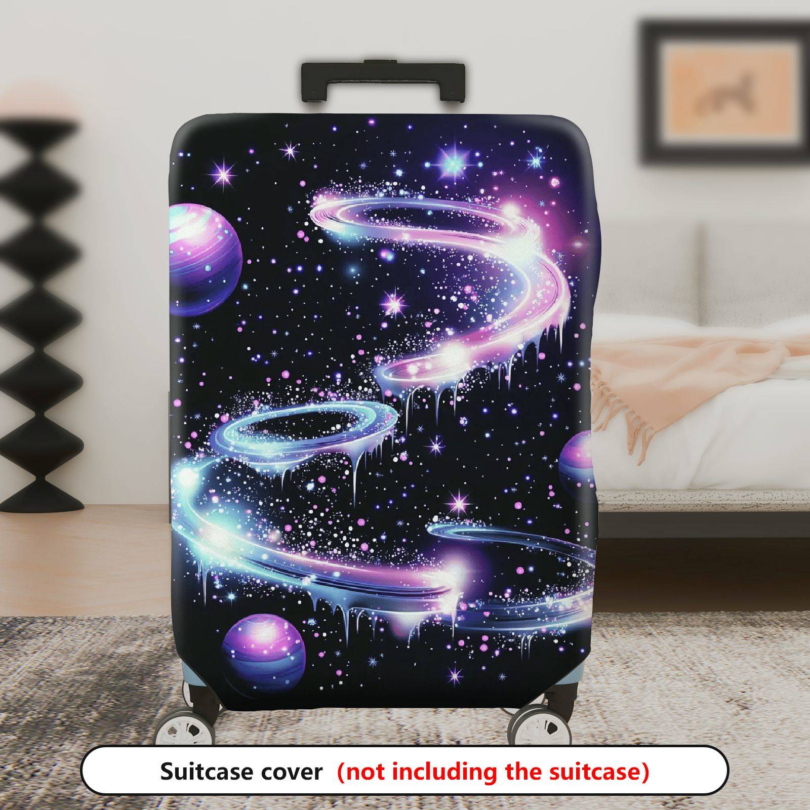 1-Piece Galaxy Starry Sky Planets Space Cosmic  Suitcase Luggage Cover, Stretch Protective Sleeve