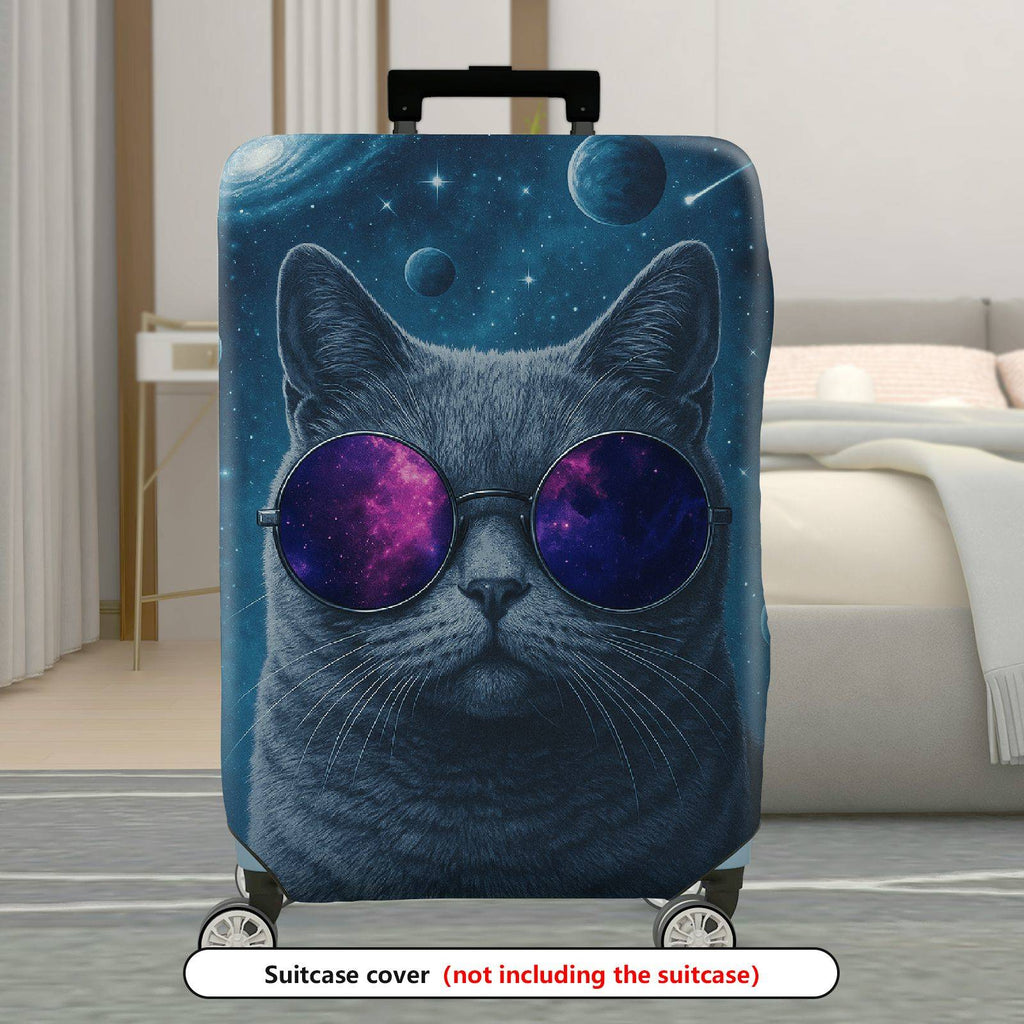 1-Piece Galaxy Cat Space Cosmic Astronaut Art  Suitcase Luggage Cover, Stretch Protective Sleeve