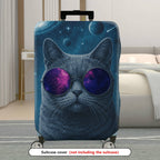 1-Piece Galaxy Cat Space Cosmic Astronaut Art  Suitcase Luggage Cover, Stretch Protective Sleeve