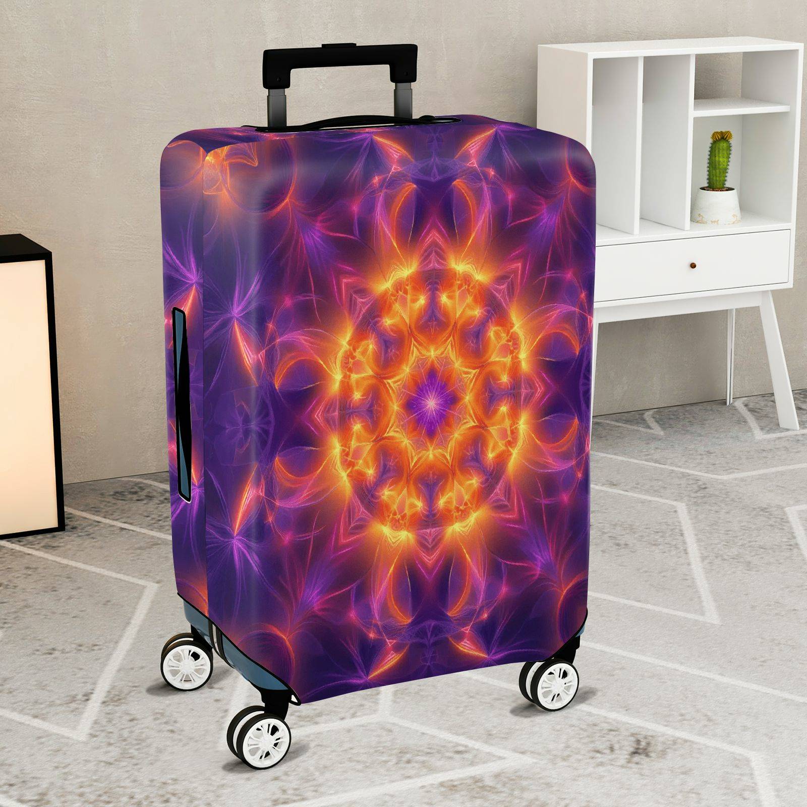 1-Piece Abstract Colorful Mandala Artistic Vibrant Lively  Suitcase Luggage Cover, Stretch Protective Sleeve