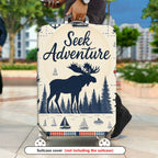 1-Piece Adventure Moose Forest Nautical Retro  Suitcase Luggage Cover, Stretch Protective Sleeve