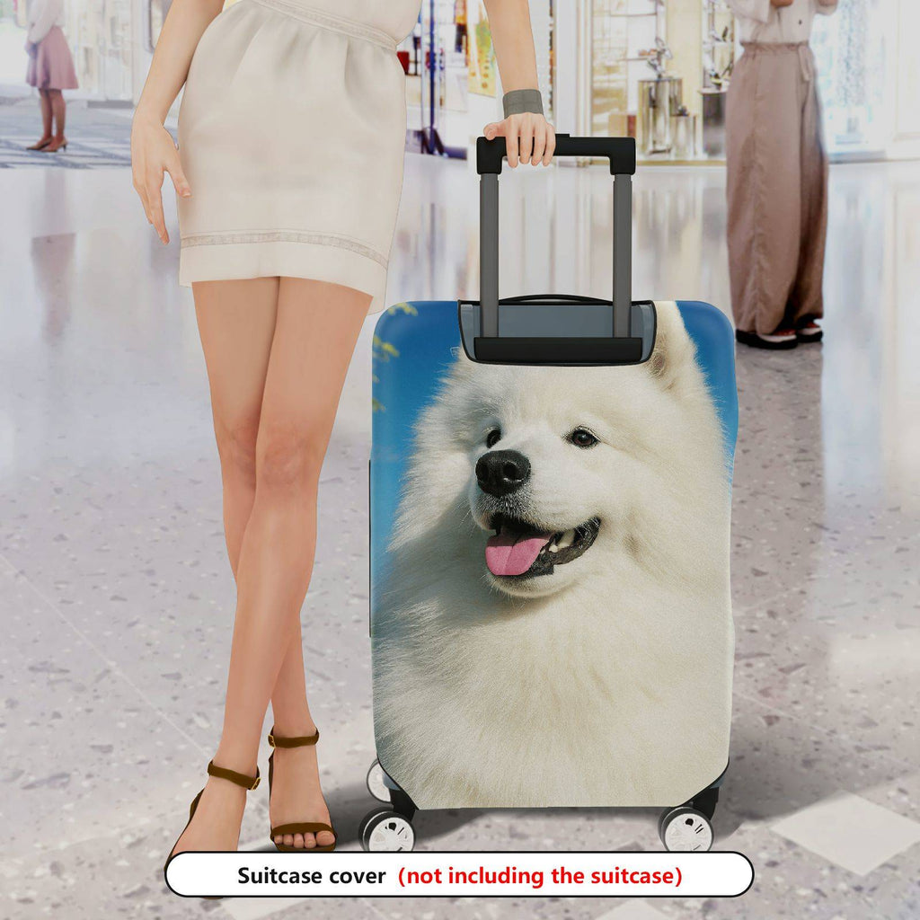 1-Piece Dog Animal Fluffy Cute Nature Smiling  Suitcase Luggage Cover, Stretch Protective Sleeve