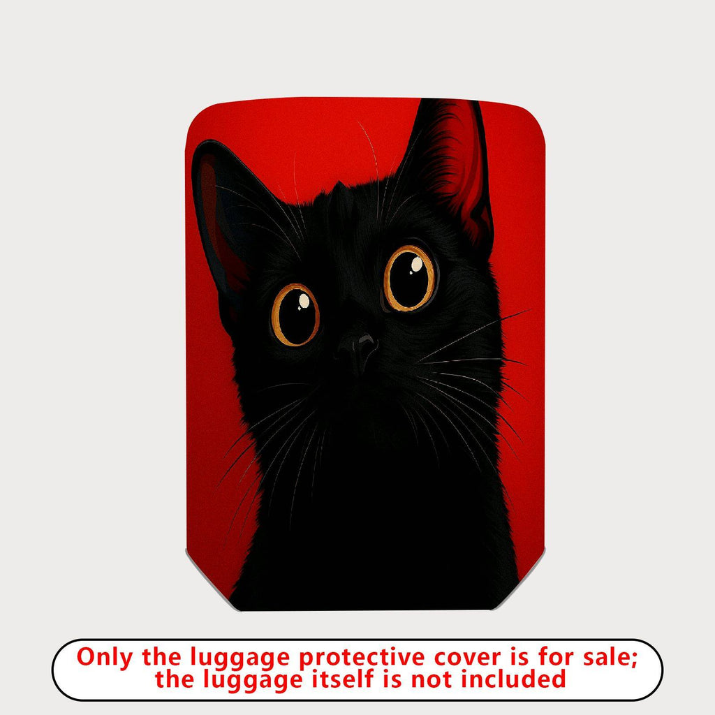 1-Piece Black Cat Red Colorful Artistic Unique Cute  Suitcase Luggage Cover, Stretch Protective Sleeve