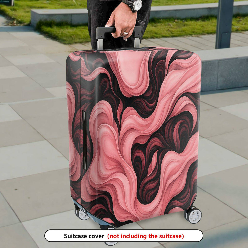 1-Piece Abstract Artistic Flowing Pink Black Swirl  Suitcase Luggage Cover, Stretch Protective Sleeve