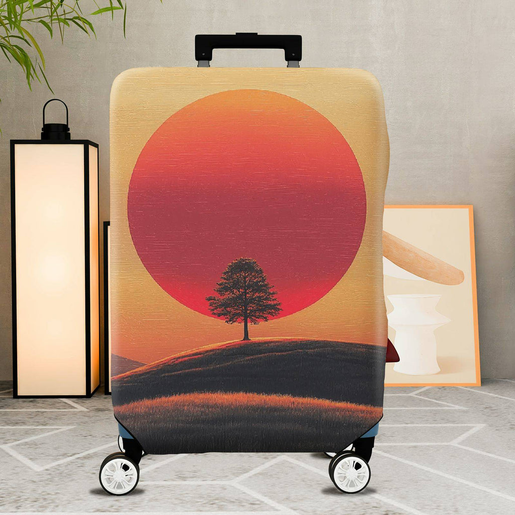 1-Piece Sunset Tree Landscape Minimalist Art Nature Fashion  Suitcase Luggage Cover, Stretch Protective Sleeve
