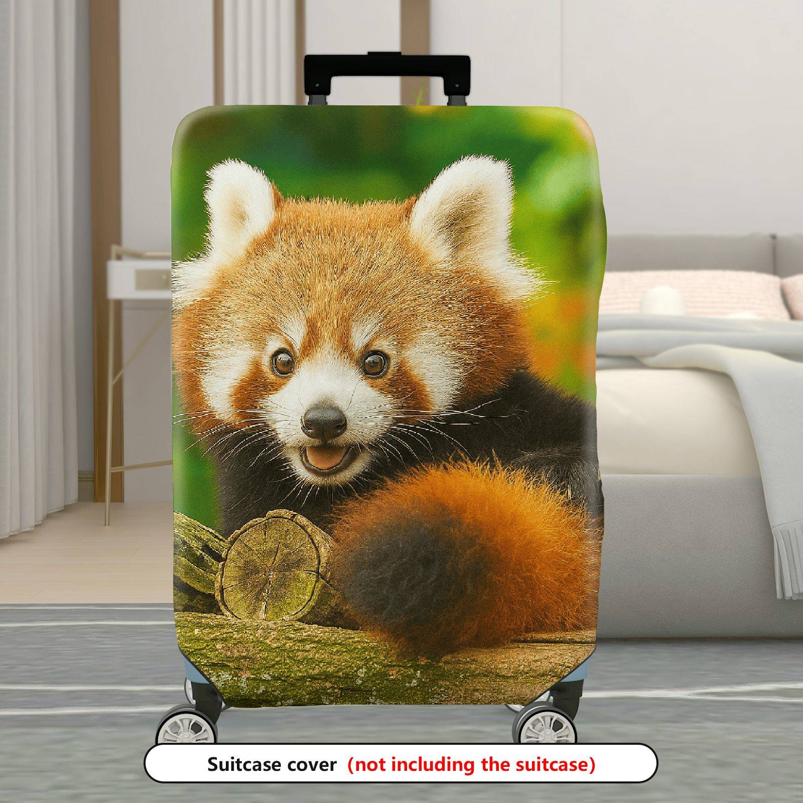 1-Piece Cute Red Panda Forest Animal Nature Green Tree  Suitcase Luggage Cover, Stretch Protective Sleeve