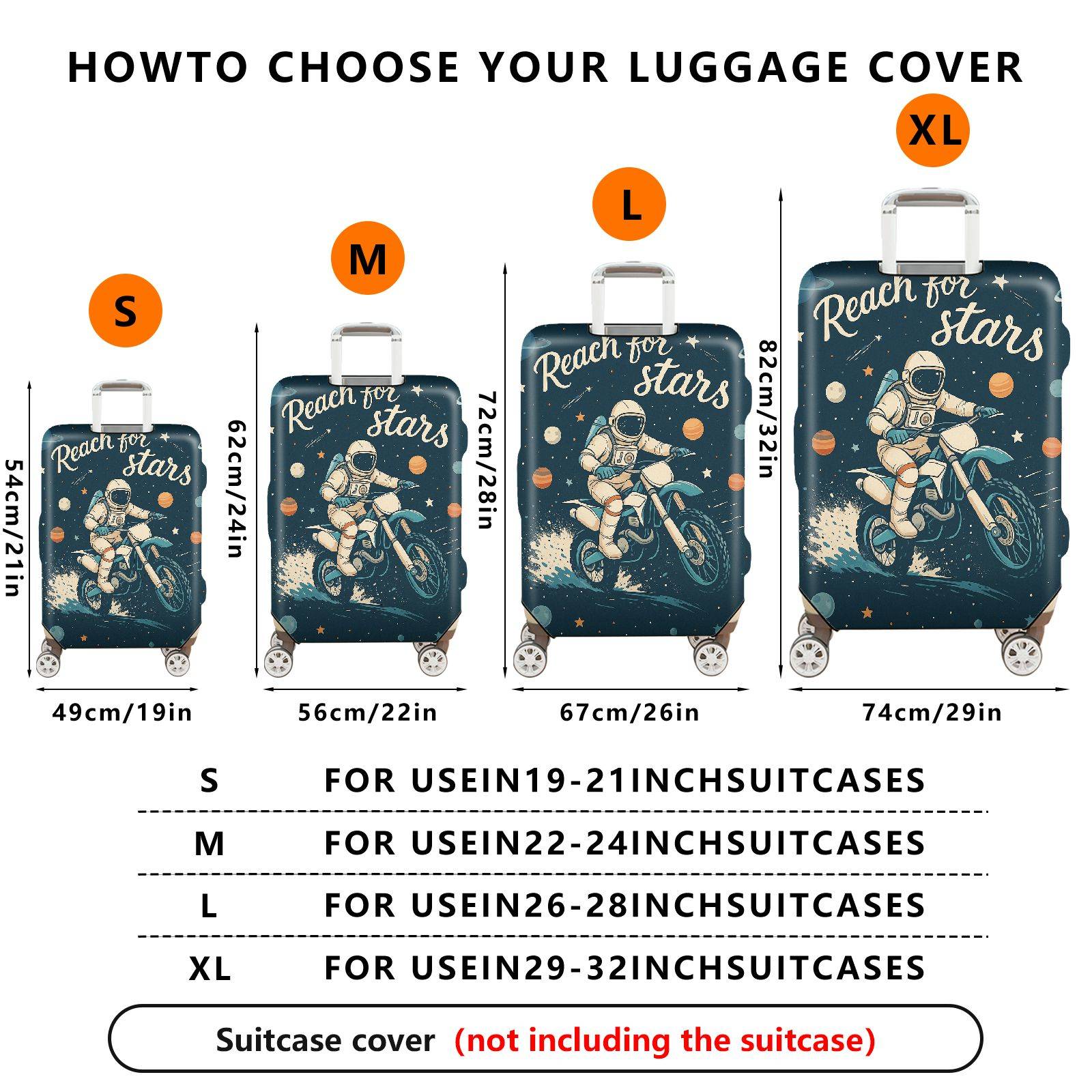 1-Piece Astronaut Motorbike Space Planet Star Galaxy  Suitcase Luggage Cover, Stretch Protective Sleeve