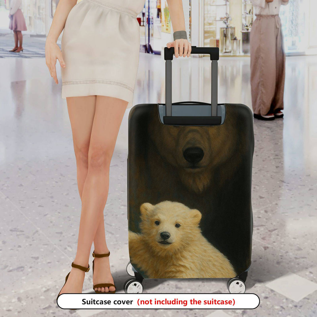 1-Piece Cute Polar Bear Animal Art Cave Painting Travel  Suitcase Luggage Cover, Stretch Protective Sleeve