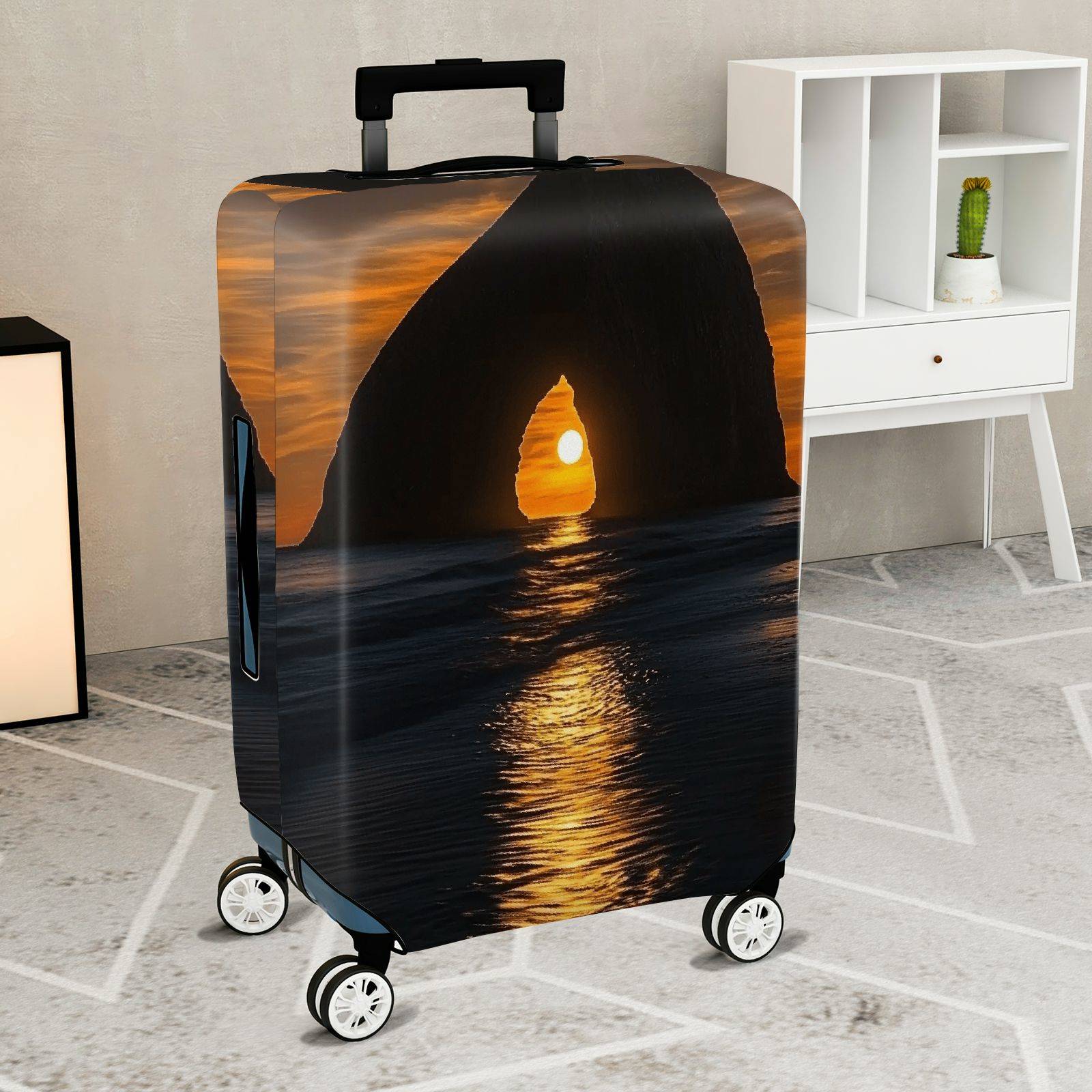 1-Piece Sunset Ocean Arch Nature Landscape Scenic Evening  Suitcase Luggage Cover, Stretch Protective Sleeve