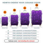 1-Piece Purple Geometric Checkered Abstract Modern Stylish  Suitcase Luggage Cover, Stretch Protective Sleeve